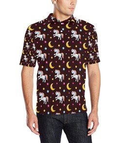 Unicorn Moon Star Men Polo Shirt