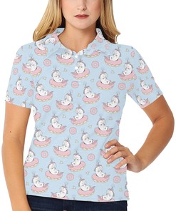 Unicorn Print Design Women's Polo Shirt 3D Polo Shirt A1