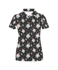 Unicorn Print Design Women's Polo Shirt 3D Polo Shirt A2