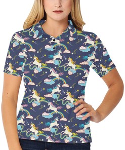 Unicorn Print Design Women's Polo Shirt 3D Polo Shirt A3