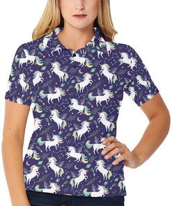 Unicorn Print Design Women's Polo Shirt 3D Polo Shirt A4