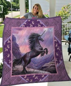 Unicorn Purple Mandala Pattern Quilt Bedding Set Blanket Gifts For Unicorn Lover