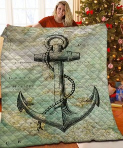 Unique Anchor Quilt Bedding Set with Customization for Nautical Bedroom Decor, Great Gifts for Family