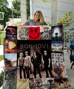 Unique Bon Jovi Poster Quilt Bedding Set - Great for Bedroom Decor and Gifts for Fans