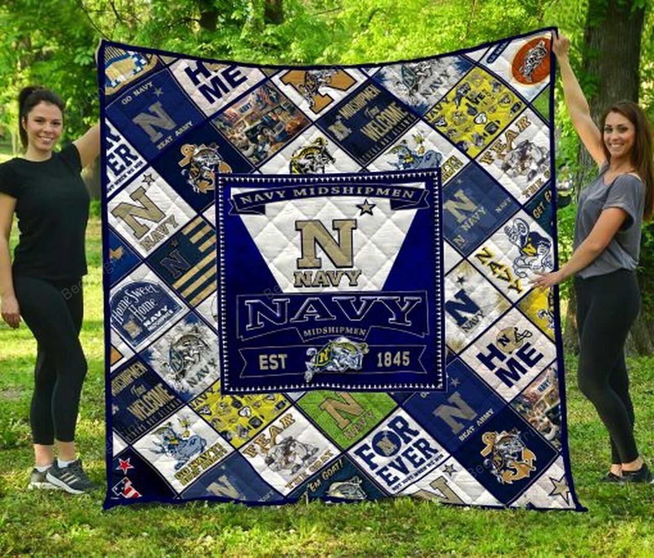 Unique Ncaa Navy Midshipmen Quilt Bedding Set Blanket - Gifts for Fans & Bedroom Decor