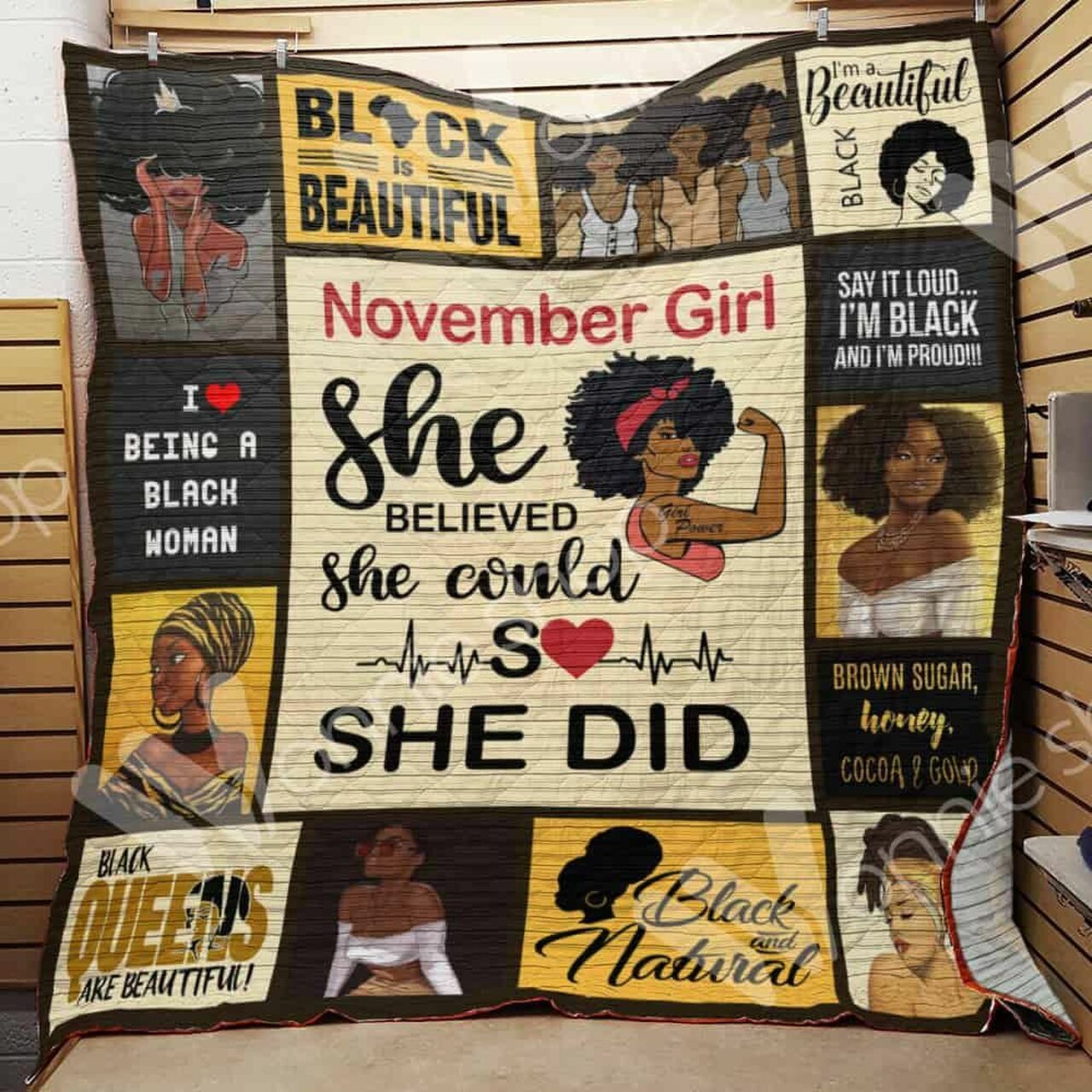 Unique November Black Women Quilt Bedding Set Blanket - Gifts for Fans & Bedroom Decor