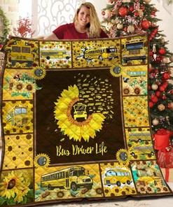 Unique Personalized Bus Driver Quilt for Bedding, Bedroom Decor and Family Gifts