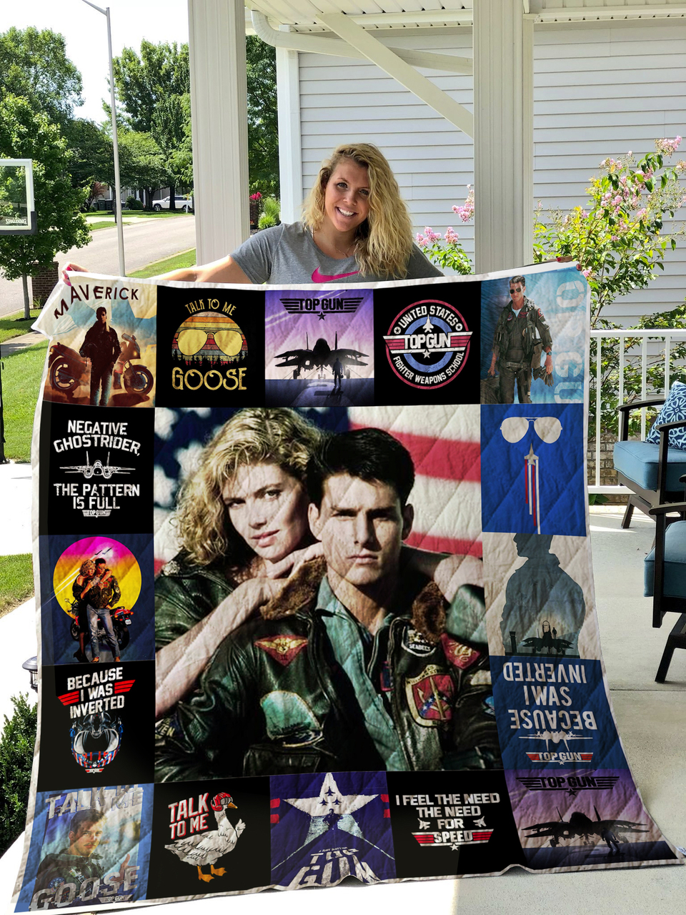 Unique Top Gun Poster Quilt Bedding Set - Great for Bedroom Decor and Family Gifts