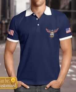 United States Navy Eagle Veteran Custom Name Polo Shirt