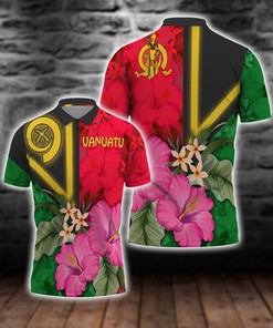 Vanuatu Flag With Hibiscus Lover Polo Shirt All Over Print