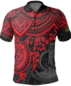 Vanuatu Polynesian Polo Shirt - Red Turtle
