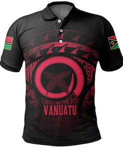 Vanuatu Turtle Hibiscus Polo Shirt (Red)