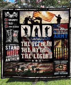 Veteran Dad Customizable Quilt Blanket Bedding Set for Bedroom Decor and Family Gifts