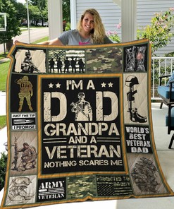 Veteran Dad Grandpa Just The Tip I Promise Quilt Bedding Set Blanket Gifts For Us Veteran Lover
