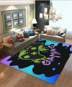 Vibrant Gaming Room Decor Rug for Video Gamer Area in Washable Living Room and Bedroom Rugs