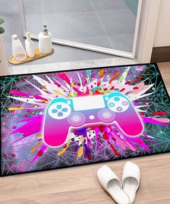 Video Game Area Rug - 3D Gamer Gamepad Carpet Non-Slip Carpets Floor Mat for Bedroom Living Room Home Decoration