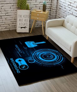 Video Game Area Rugs for Living Room Boys Teens Gamepad Joystick Floor Carpet for Gamer Cool Gaming Black Blue Carpet