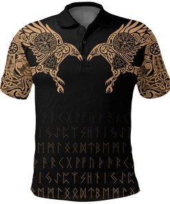 Viking Polo Shirt - The Raven of Odin Tattoo