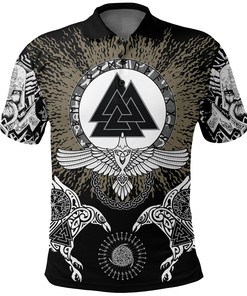 Viking Polo Shirts Raven,Valknut and Vegvisir