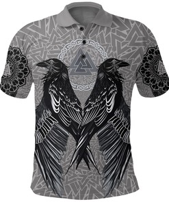 VikingStyle Polo Shirt Raven Valknut