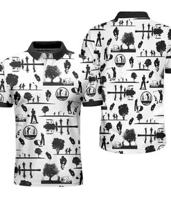 Vintage Silhouette B&W Golf For Golfers Polo Shirt #H