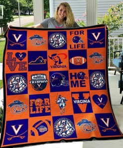 Virginia Cavaliers Fan Quilt Blanket Bedding Set - Great for Bedroom Decoration and Gifts for Fans
