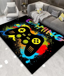 WOKB Gamer Rugs for Bedroom Boys Teens Graffiti Art - Game Theme Gamepad Rugs for Gamers Bedroom Playing Room Floor Mat