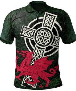 Wales Celtic Polo Shirt - Celtic Cross & Cymru Skew Style