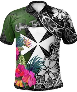 Wallis and Futuna Custom Personalised Polo Shirt - Turtle Plumeria Banana Leaf
