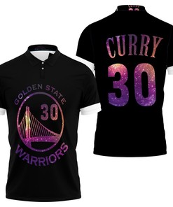 Warriors Stephen Curry Iridescent Black Jersey Polo Shirt