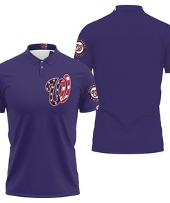 Washington Nationals 2020 Mlb Blue Us Flag Jersey Inspired Polo Shirt