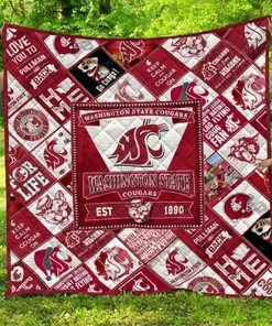 Washington State Cougars Quilt Bedding Set - Great for Bedroom Decoration and Family Gifts