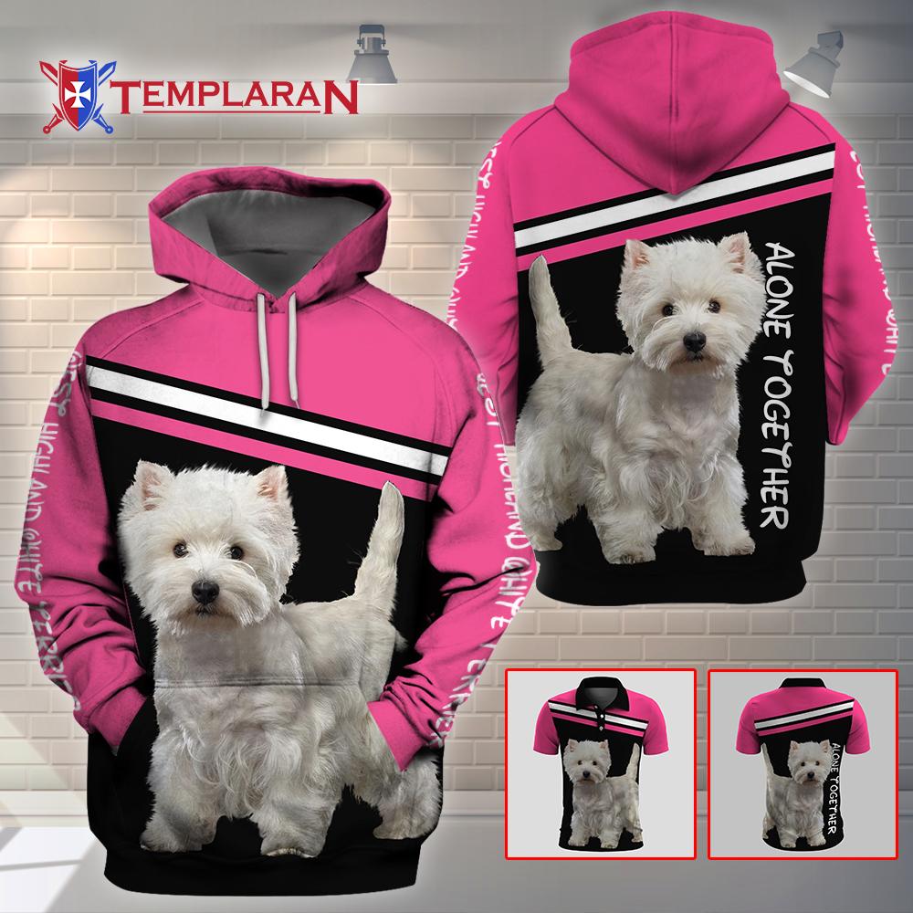 West Highland White Terrier Alone Together 3D Full Printing Hoodie And Polo Shirt