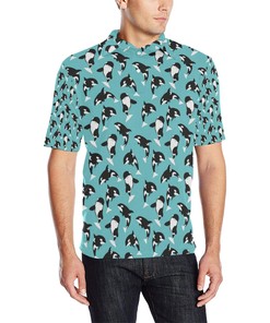 Whale Action Design Themed Print Men Polo Shirt