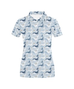Whale Print Design Women's Polo Shirt 3D Polo Shirt A1