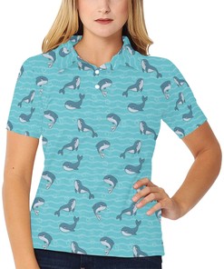 Whale Print Design Women's Polo Shirt 3D Polo Shirt A2