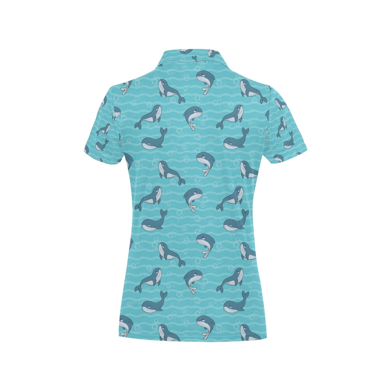 Whale Print Design Women's Polo Shirt 3D Polo Shirt A2 - Image 2