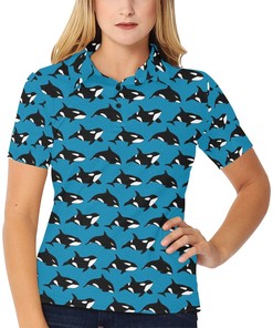 Whale Print Design Women's Polo Shirt 3D Polo Shirt A3