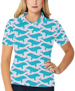 Whale Print Design Women's Polo Shirt 3D Polo Shirt A4