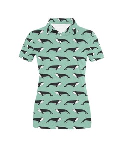 Whale Print Design Women's Polo Shirt 3D Polo Shirt A5