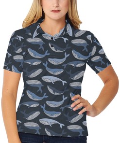Whale Print Design Women's Polo Shirt 3D Polo Shirt A6