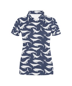 Whale Print Design Women's Polo Shirt 3D Polo Shirt A7