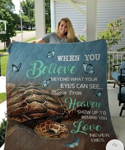 When You Believe Beyond What Your Eyes Can See Butterflies Turtle Quilt Bedding Set