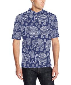 White Elephant Mandala Men Polo Shirt