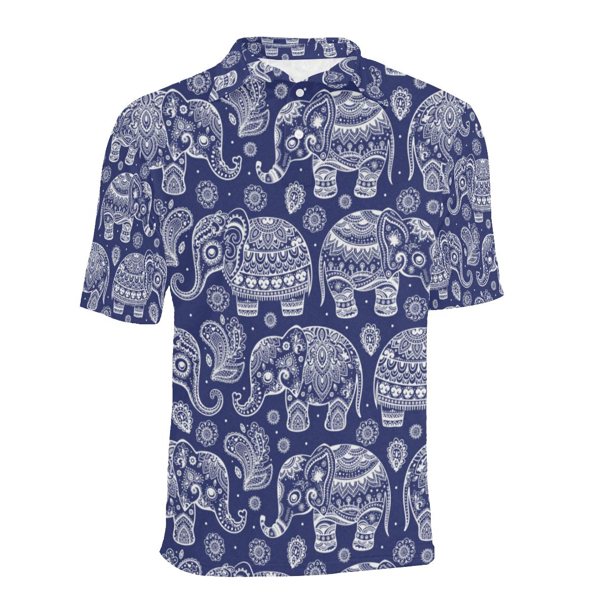 White Elephant Mandala Men Polo Shirt - Image 2