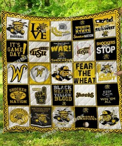 Wichita State Shockers Personalized Quilt Bedding Set for Home and Picnic, Great Gifts for Fans and Family