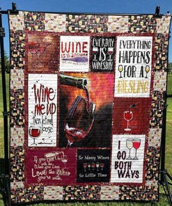 Wine Me Up Personalized Quilt Blanket Bedding Set for Home Decor and Picnic, Great Gifts for Family