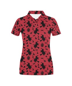 Witch Print Design Women's Polo Shirt 3D Polo Shirt A2