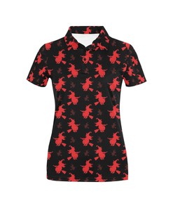 Witch Print Design Women's Polo Shirt 3D Polo Shirt A3