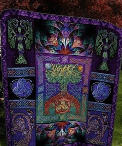 Witchcraft Tree Of Life Celtic Pattern Quilt Bedding Set Blanket Gifts For Tree Of Life Lover